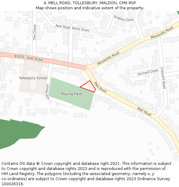 4, MELL ROAD, TOLLESBURY, MALDON, CM9 8SP: Location map and indicative extent of plot