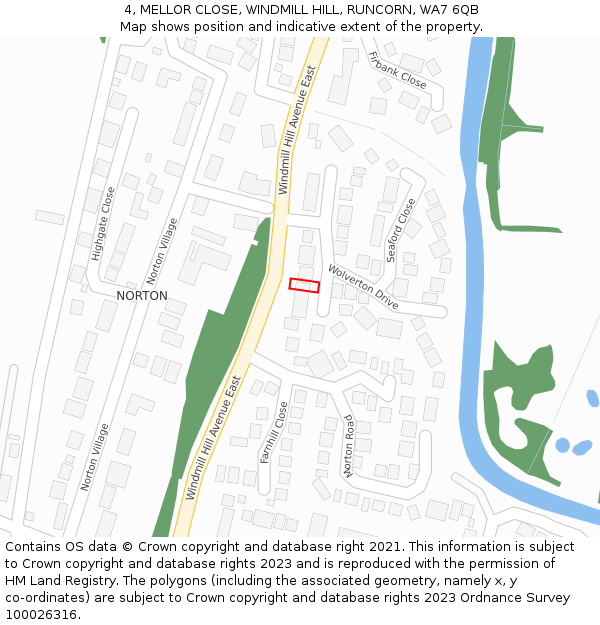 4, MELLOR CLOSE, WINDMILL HILL, RUNCORN, WA7 6QB: Location map and indicative extent of plot