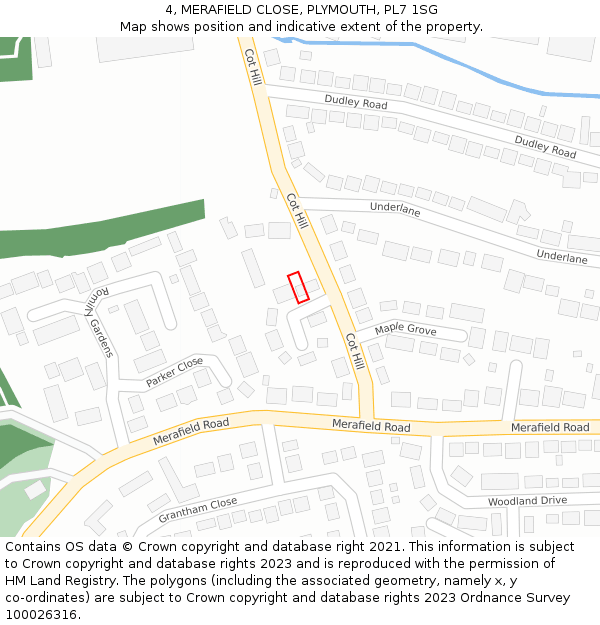 4, MERAFIELD CLOSE, PLYMOUTH, PL7 1SG: Location map and indicative extent of plot