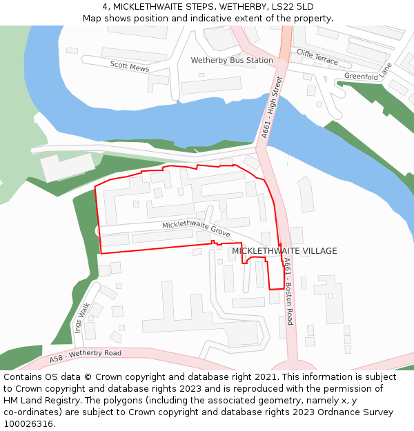 4, MICKLETHWAITE STEPS, WETHERBY, LS22 5LD: Location map and indicative extent of plot