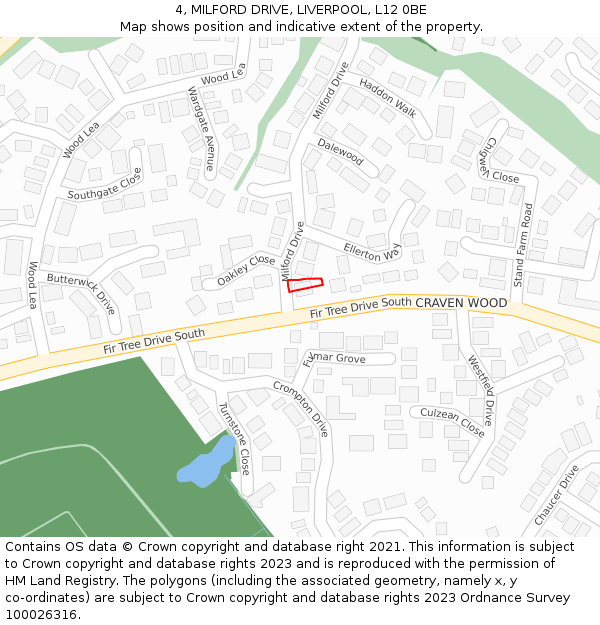 4, MILFORD DRIVE, LIVERPOOL, L12 0BE: Location map and indicative extent of plot