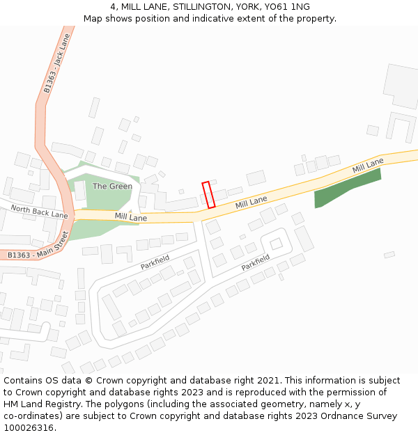 4, MILL LANE, STILLINGTON, YORK, YO61 1NG: Location map and indicative extent of plot