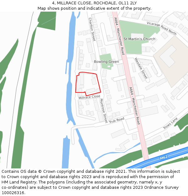 4, MILLRACE CLOSE, ROCHDALE, OL11 2LY: Location map and indicative extent of plot