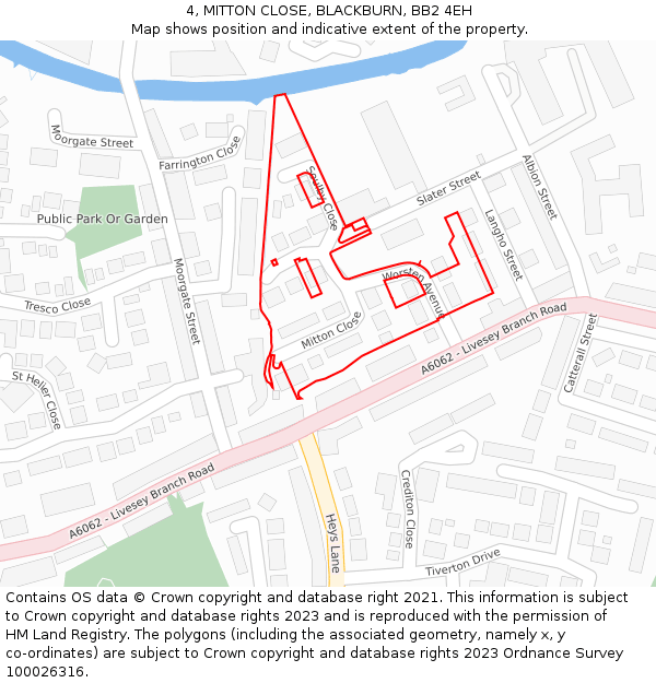 4, MITTON CLOSE, BLACKBURN, BB2 4EH: Location map and indicative extent of plot