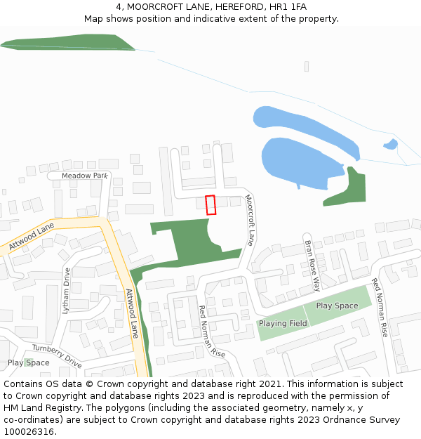 4, MOORCROFT LANE, HEREFORD, HR1 1FA: Location map and indicative extent of plot