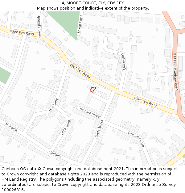 4, MOORE COURT, ELY, CB6 1FX: Location map and indicative extent of plot