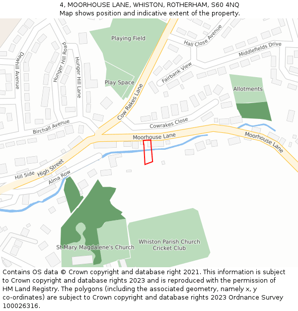 4, MOORHOUSE LANE, WHISTON, ROTHERHAM, S60 4NQ: Location map and indicative extent of plot