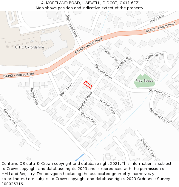 4, MORELAND ROAD, HARWELL, DIDCOT, OX11 6EZ: Location map and indicative extent of plot