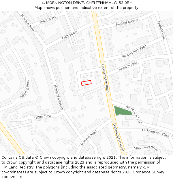 4, MORNINGTON DRIVE, CHELTENHAM, GL53 0BH: Location map and indicative extent of plot