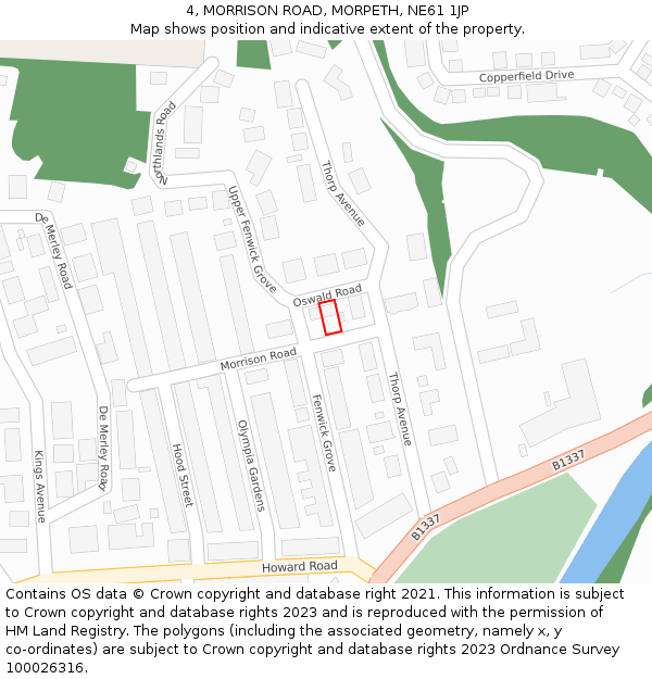 4, MORRISON ROAD, MORPETH, NE61 1JP: Location map and indicative extent of plot