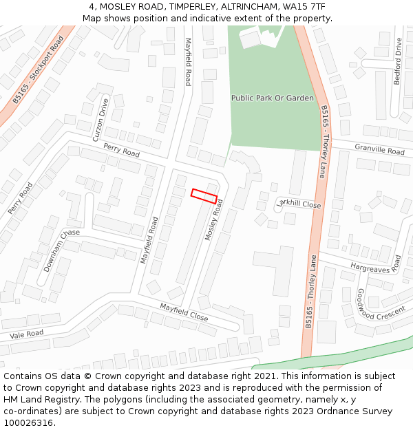 4, MOSLEY ROAD, TIMPERLEY, ALTRINCHAM, WA15 7TF: Location map and indicative extent of plot