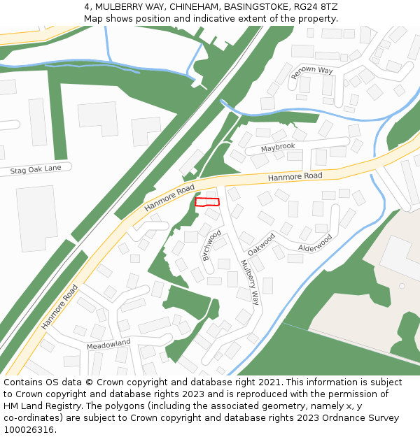 4, MULBERRY WAY, CHINEHAM, BASINGSTOKE, RG24 8TZ: Location map and indicative extent of plot