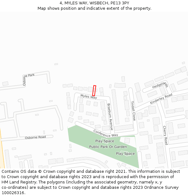 4, MYLES WAY, WISBECH, PE13 3PY: Location map and indicative extent of plot