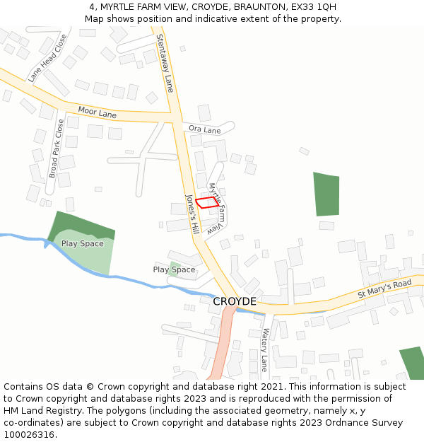 4, MYRTLE FARM VIEW, CROYDE, BRAUNTON, EX33 1QH: Location map and indicative extent of plot