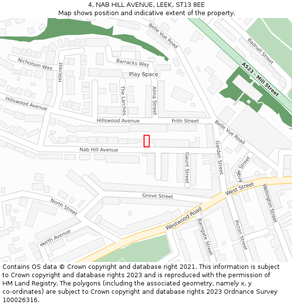 4, NAB HILL AVENUE, LEEK, ST13 8EE: Location map and indicative extent of plot