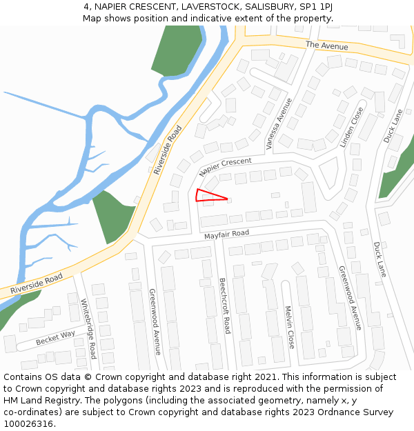 4, NAPIER CRESCENT, LAVERSTOCK, SALISBURY, SP1 1PJ: Location map and indicative extent of plot