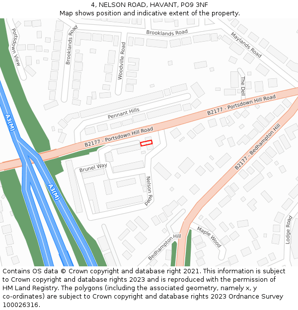 4, NELSON ROAD, HAVANT, PO9 3NF: Location map and indicative extent of plot