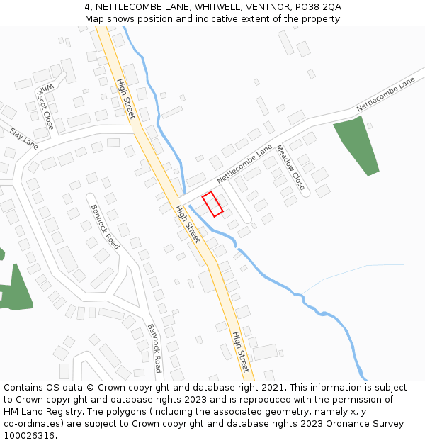 4, NETTLECOMBE LANE, WHITWELL, VENTNOR, PO38 2QA: Location map and indicative extent of plot