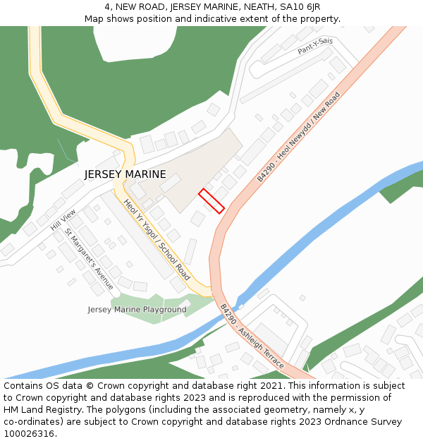 4, NEW ROAD, JERSEY MARINE, NEATH, SA10 6JR: Location map and indicative extent of plot