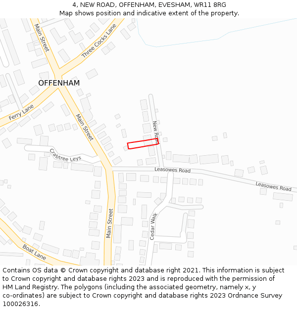 4, NEW ROAD, OFFENHAM, EVESHAM, WR11 8RG: Location map and indicative extent of plot