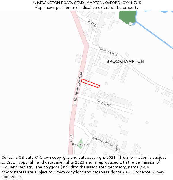 4, NEWINGTON ROAD, STADHAMPTON, OXFORD, OX44 7US: Location map and indicative extent of plot