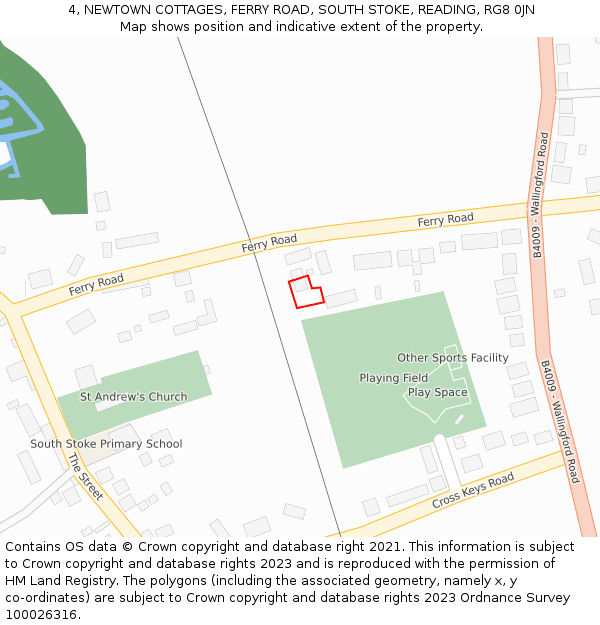 4, NEWTOWN COTTAGES, FERRY ROAD, SOUTH STOKE, READING, RG8 0JN: Location map and indicative extent of plot