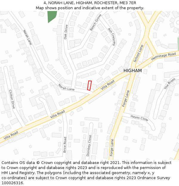 4, NORAH LANE, HIGHAM, ROCHESTER, ME3 7ER: Location map and indicative extent of plot