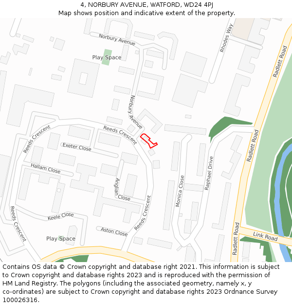 4, NORBURY AVENUE, WATFORD, WD24 4PJ: Location map and indicative extent of plot