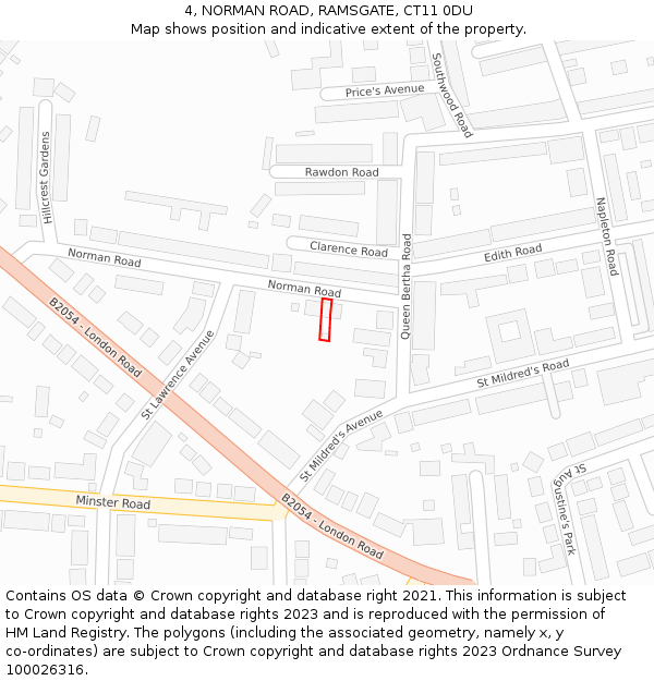 4, NORMAN ROAD, RAMSGATE, CT11 0DU: Location map and indicative extent of plot