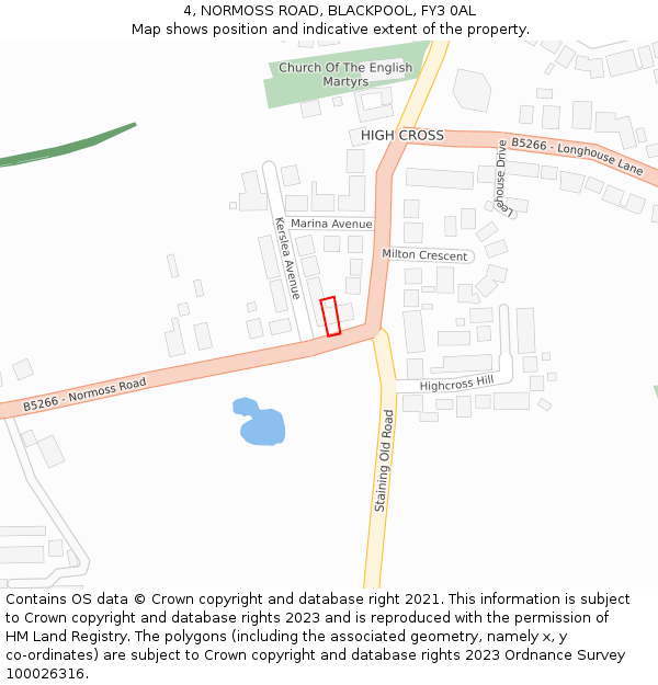 4, NORMOSS ROAD, BLACKPOOL, FY3 0AL: Location map and indicative extent of plot