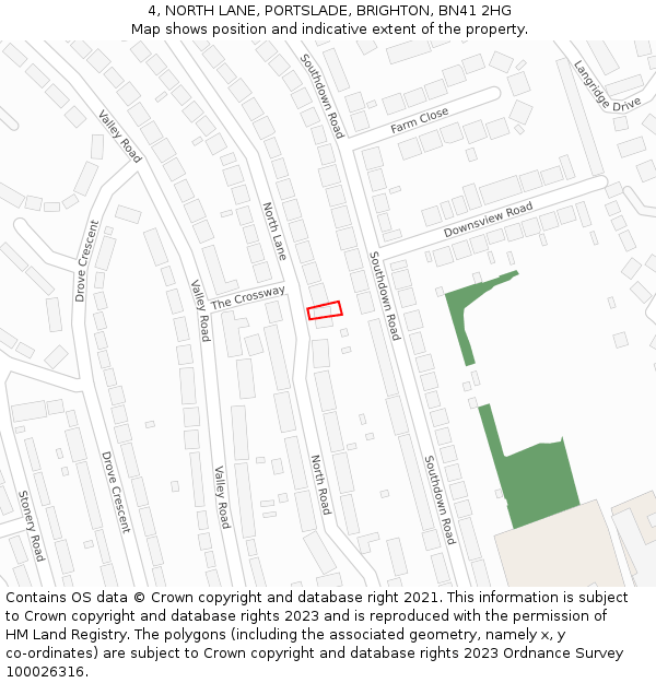 4, NORTH LANE, PORTSLADE, BRIGHTON, BN41 2HG: Location map and indicative extent of plot