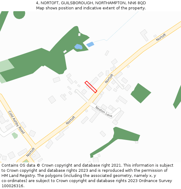 4, NORTOFT, GUILSBOROUGH, NORTHAMPTON, NN6 8QD: Location map and indicative extent of plot