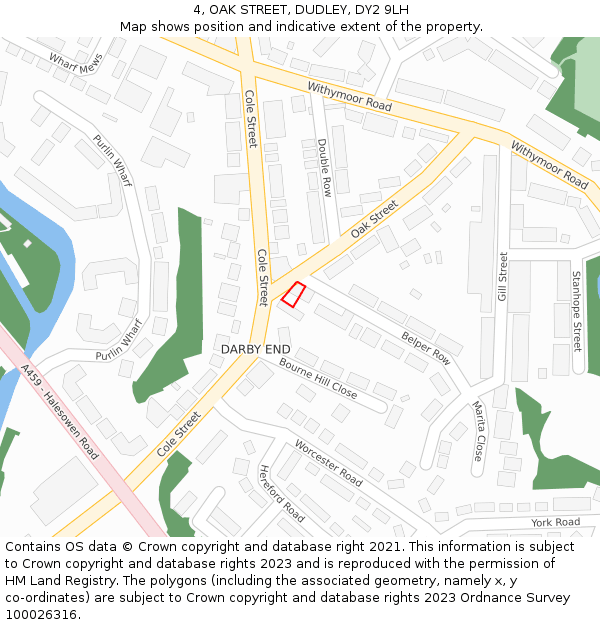 4, OAK STREET, DUDLEY, DY2 9LH: Location map and indicative extent of plot
