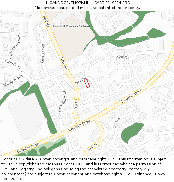 4, OAKRIDGE, THORNHILL, CARDIFF, CF14 9BS: Location map and indicative extent of plot