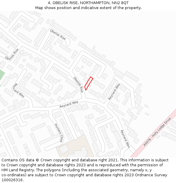 4, OBELISK RISE, NORTHAMPTON, NN2 8QT: Location map and indicative extent of plot