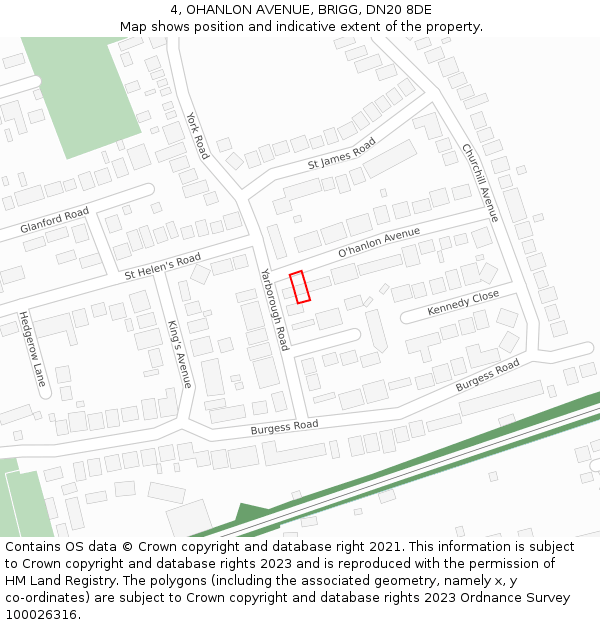 4, OHANLON AVENUE, BRIGG, DN20 8DE: Location map and indicative extent of plot