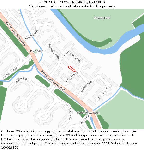 4, OLD HALL CLOSE, NEWPORT, NP10 8HQ: Location map and indicative extent of plot