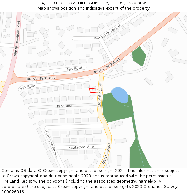 4, OLD HOLLINGS HILL, GUISELEY, LEEDS, LS20 8EW: Location map and indicative extent of plot