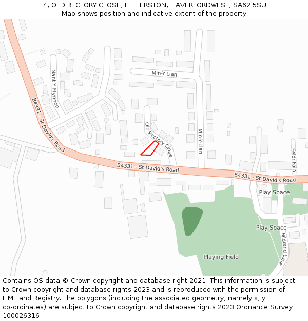 4, OLD RECTORY CLOSE, LETTERSTON, HAVERFORDWEST, SA62 5SU: Location map and indicative extent of plot