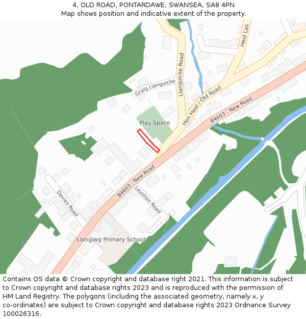 4, OLD ROAD, PONTARDAWE, SWANSEA, SA8 4PN: Location map and indicative extent of plot