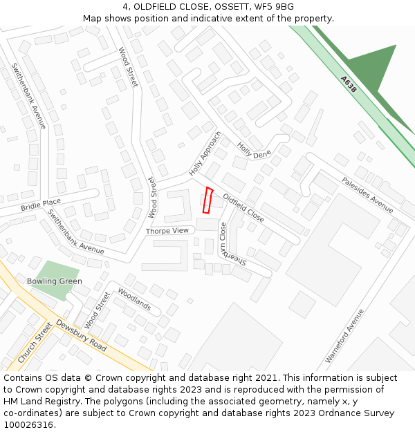 4, OLDFIELD CLOSE, OSSETT, WF5 9BG: Location map and indicative extent of plot