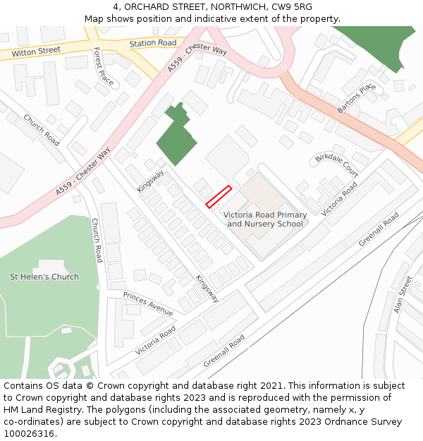 4, ORCHARD STREET, NORTHWICH, CW9 5RG: Location map and indicative extent of plot