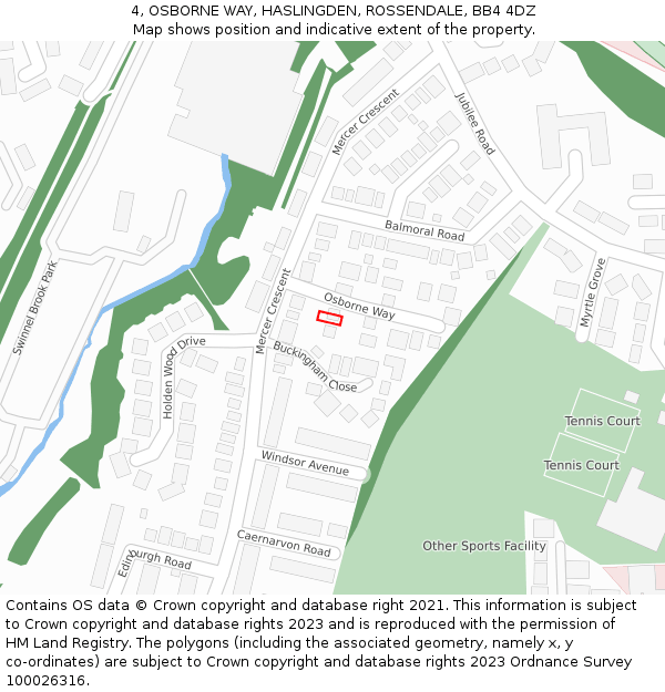 4, OSBORNE WAY, HASLINGDEN, ROSSENDALE, BB4 4DZ: Location map and indicative extent of plot