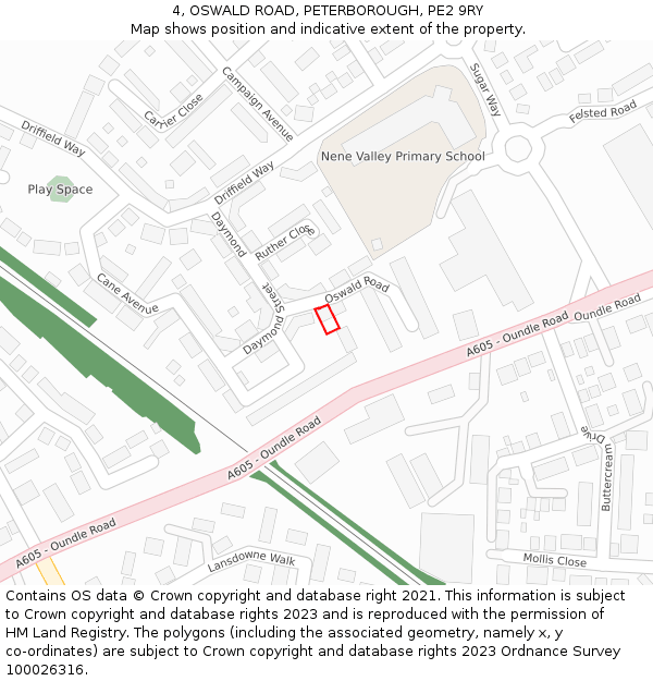 4, OSWALD ROAD, PETERBOROUGH, PE2 9RY: Location map and indicative extent of plot