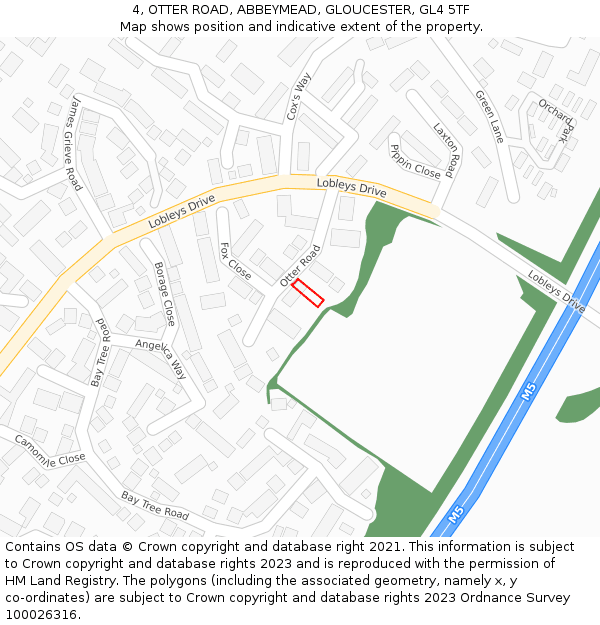 4, OTTER ROAD, ABBEYMEAD, GLOUCESTER, GL4 5TF: Location map and indicative extent of plot