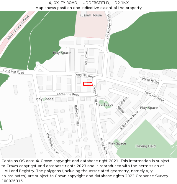 4, OXLEY ROAD, HUDDERSFIELD, HD2 1NX: Location map and indicative extent of plot