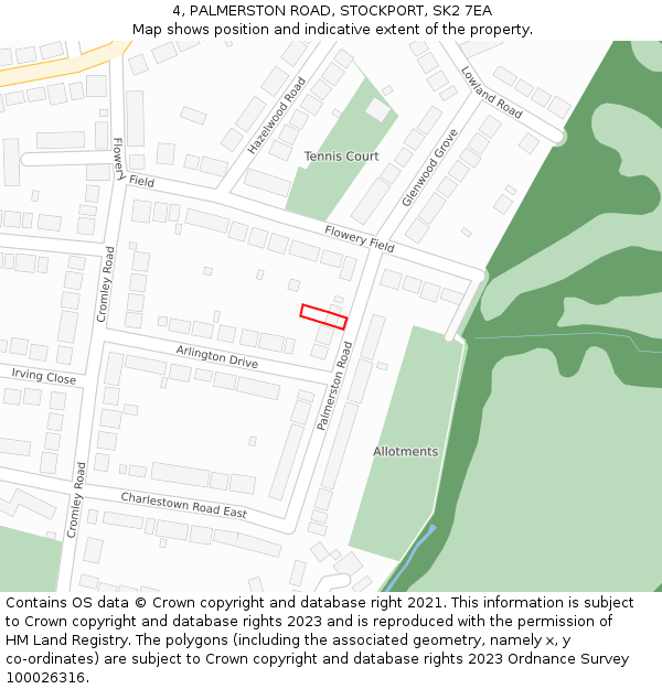 4, PALMERSTON ROAD, STOCKPORT, SK2 7EA: Location map and indicative extent of plot