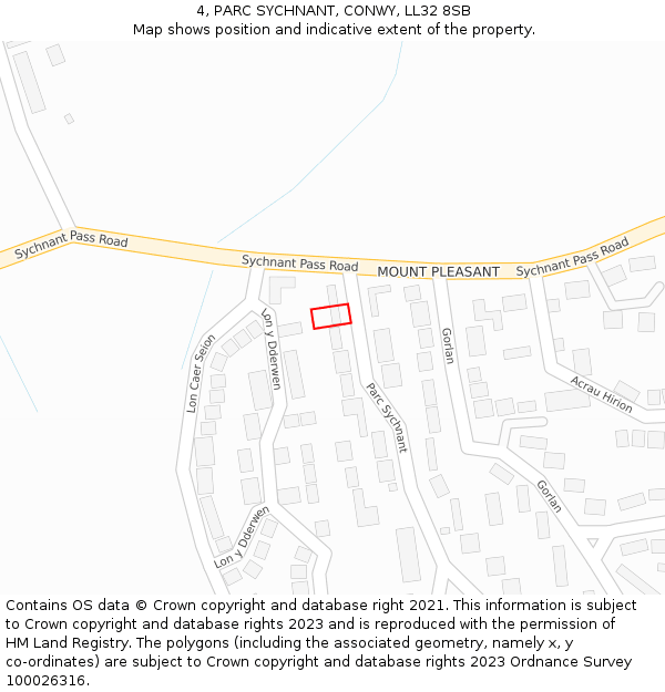 4, PARC SYCHNANT, CONWY, LL32 8SB: Location map and indicative extent of plot