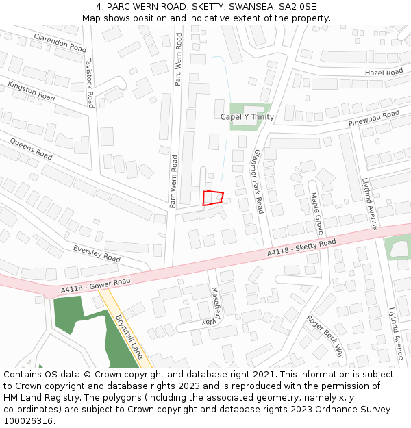 4, PARC WERN ROAD, SKETTY, SWANSEA, SA2 0SE: Location map and indicative extent of plot