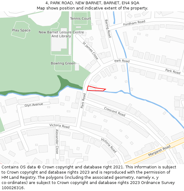 4, PARK ROAD, NEW BARNET, BARNET, EN4 9QA: Location map and indicative extent of plot